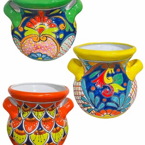 Morelia Chica Ceramic Talavera Planter Mexican Pottery Indoor Outdoor Flower Pot