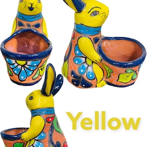 Bunny Talavera Planter Indoor Outdoor Flower Pot Mexican Pottery