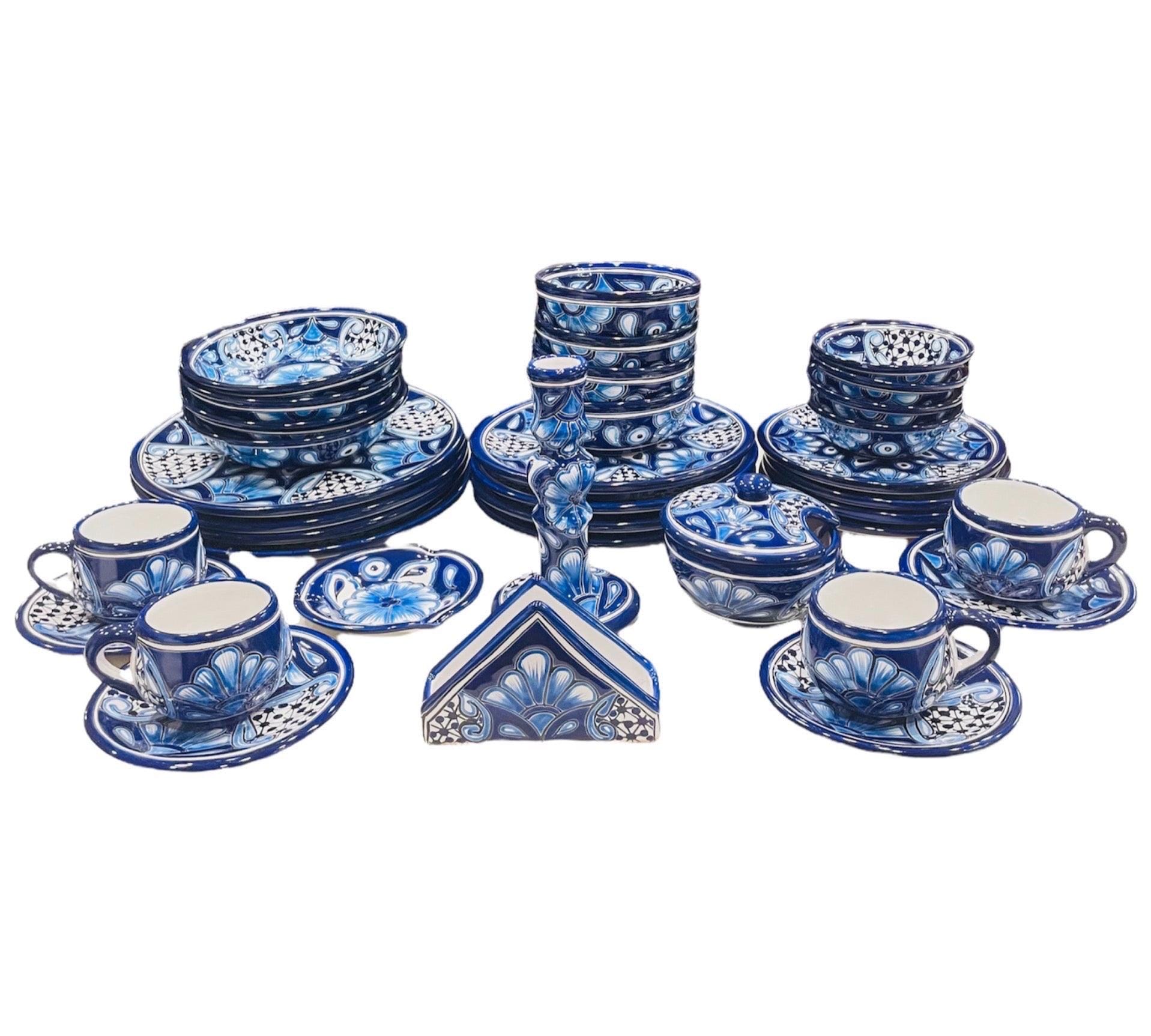 Classic Blue Talavera 90 piece Kitchen Set for 8