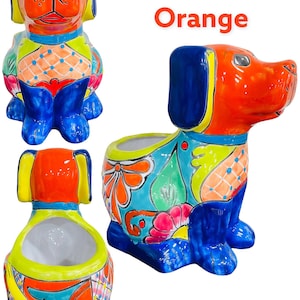 Dog Talavera Ceramic Planter Indoor Outdoor Flower Pot Pottery