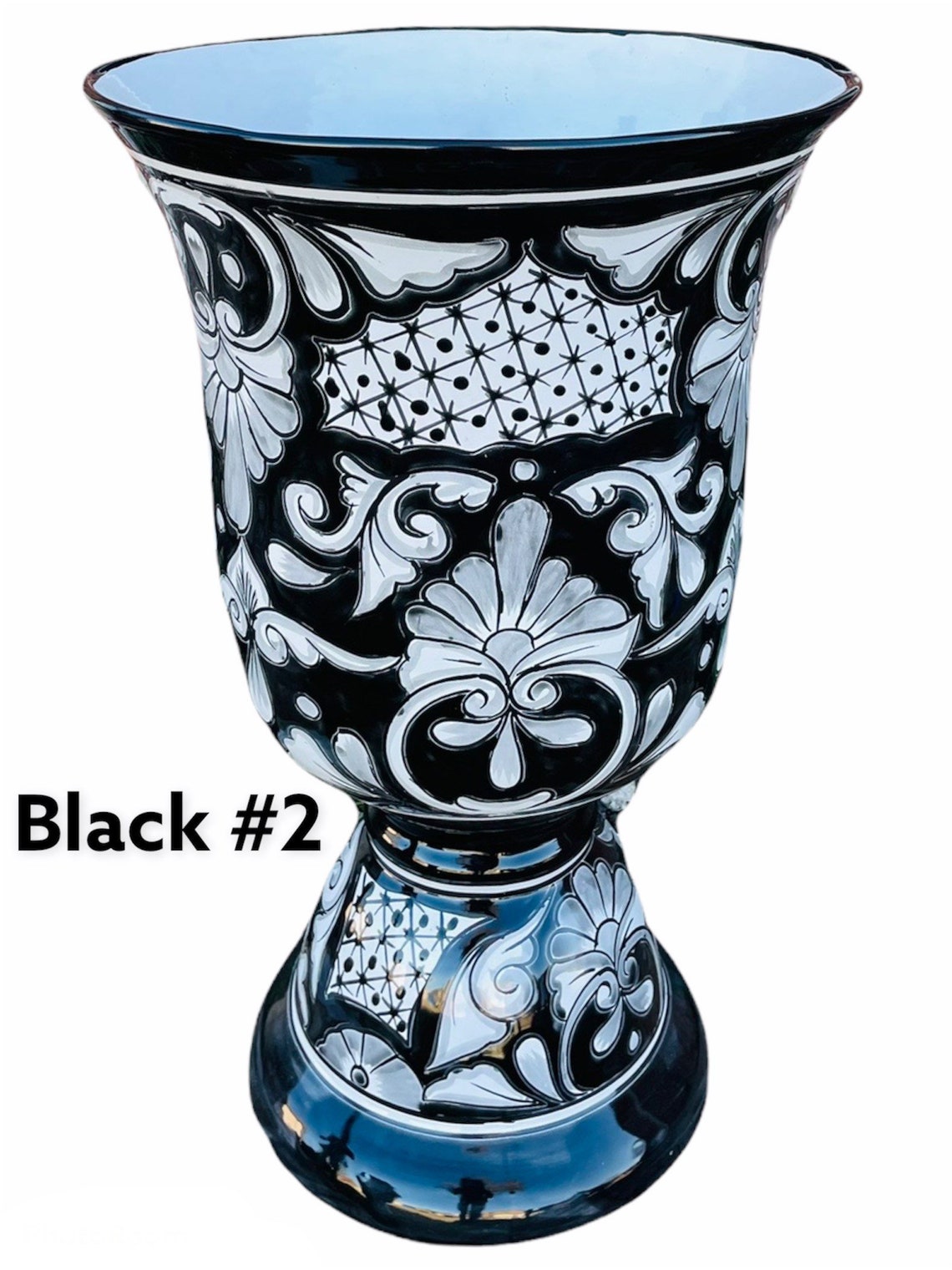 Classic Blue and Black Ceramic Talavera Planter Indoor Outdoor - Etsy