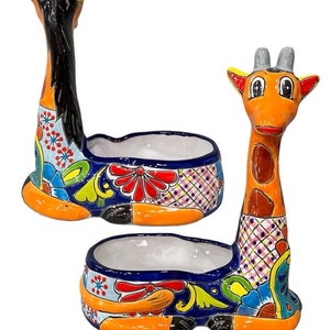 Large Giraffe Talavera Planter Indoor Outdoor Flower Pot Mexican Pottery
