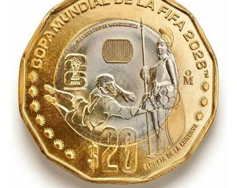 Mexico FIFA 2026 world soccer cup -  20 Mexican Pesos -  Bimetallic coin