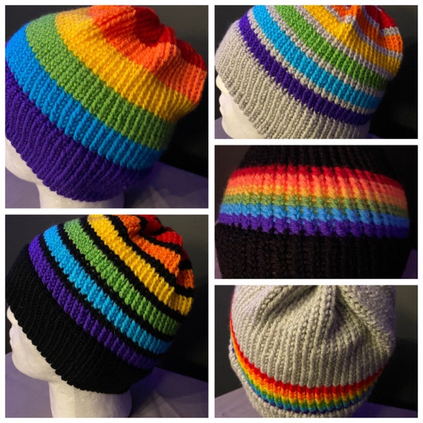 Pride Flag Beanie Mütze, handgemacht