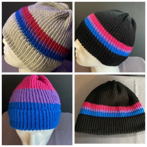 Bisexual bi Pride Flag Beanie hat, handmade