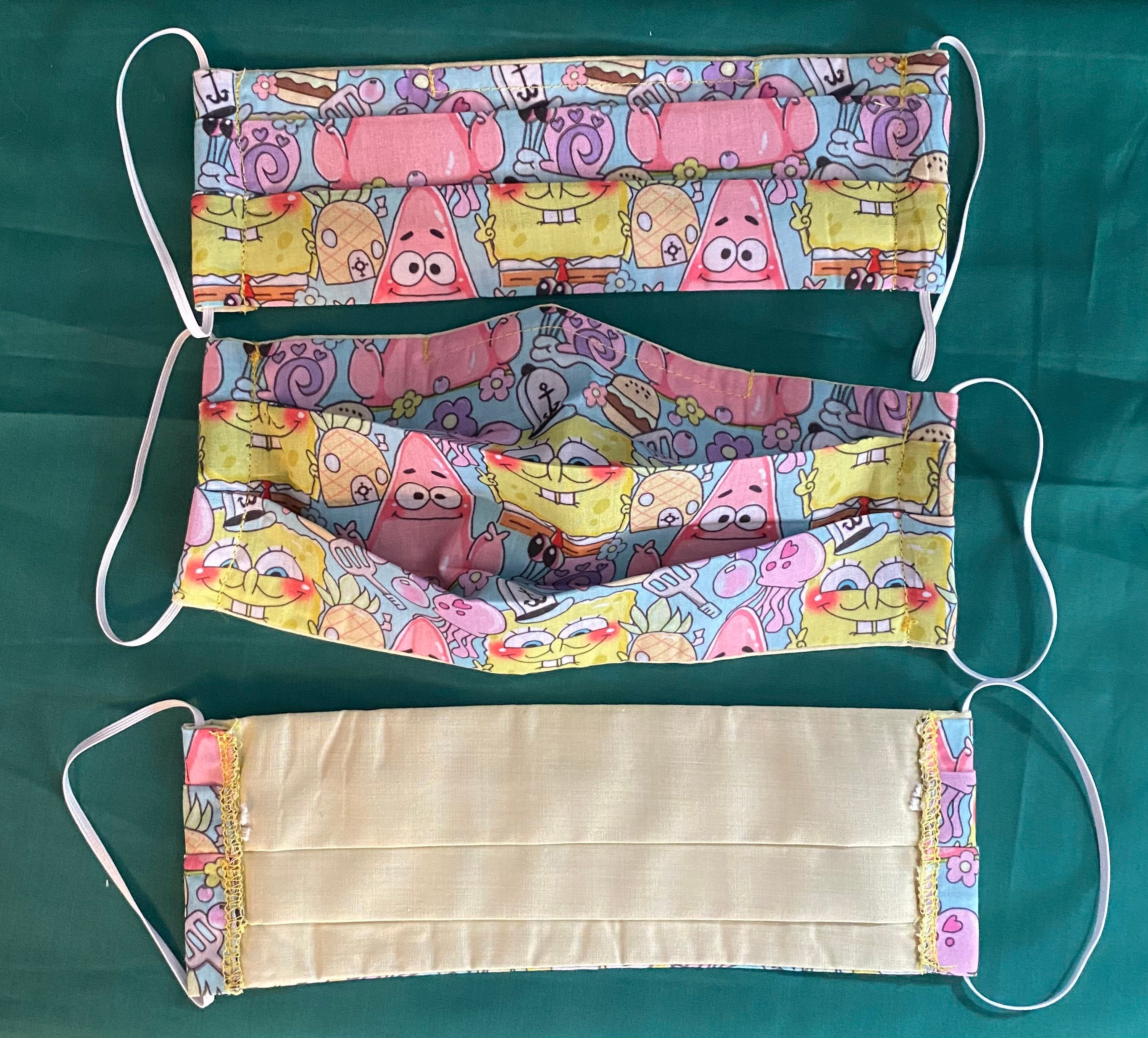 Face Mask Covering Spongebob Triple Layer Washable Reusable - Etsy
