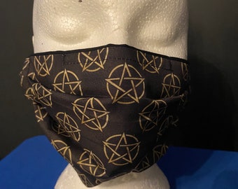 Face mask covering Pentagram Triple layer washable reusable eco goth Emo goth alternative