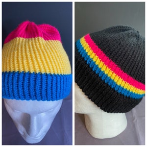 Pansexuelle Pan Pride Flagge Beanie Mütze, handgemacht