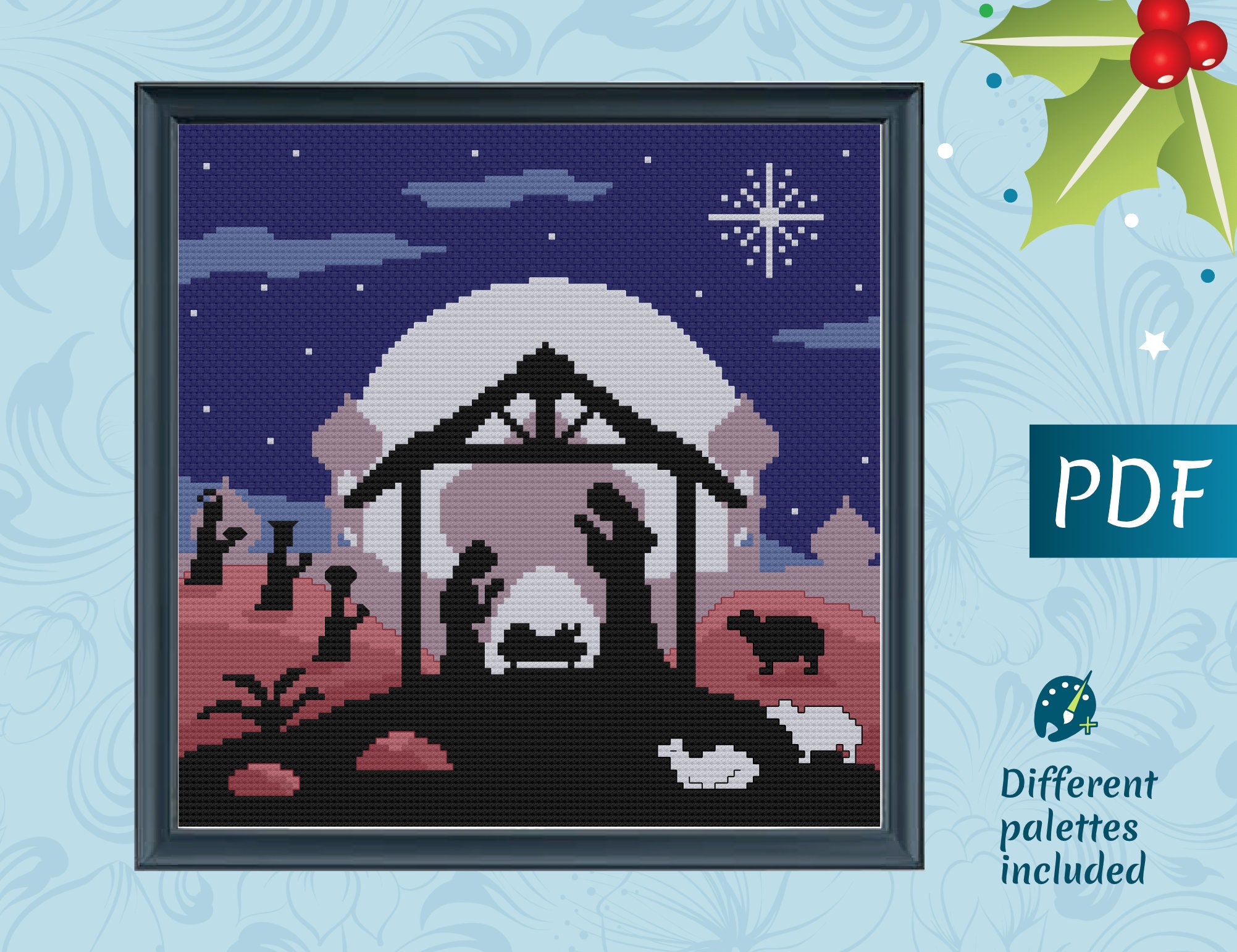 Christmas Nativity Scene decor counted cross stitch pattern | Etsy