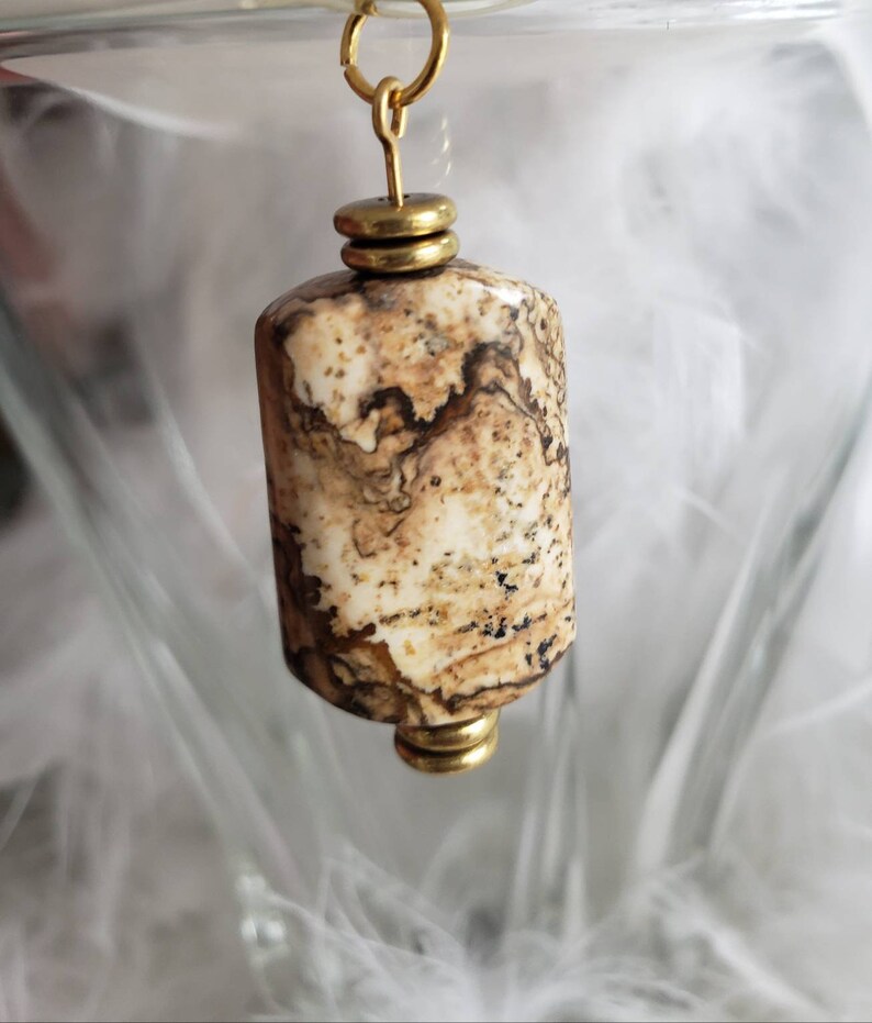 African Queen Picture Jasper with Gold Plate Accent Pendant