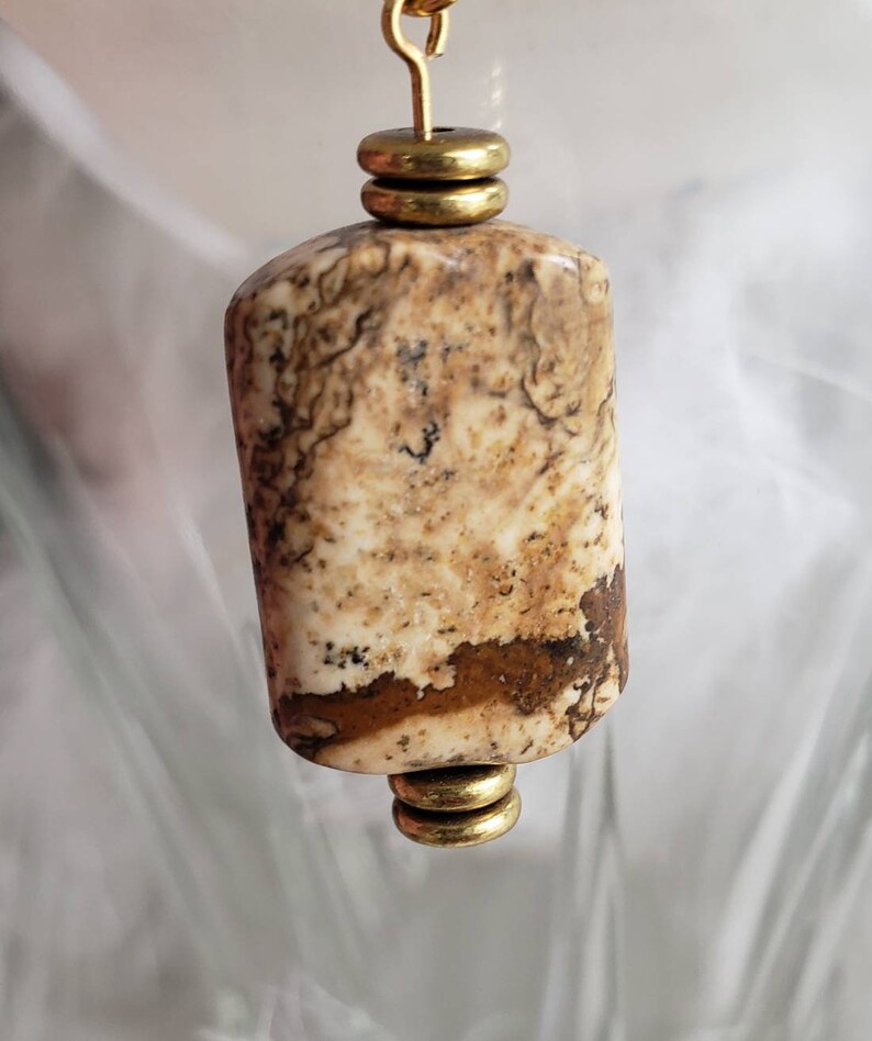 African Queen Picture Jasper with Gold Plate Accent Pendant
