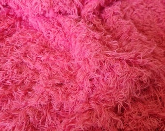 Short Lightweight Frilly Faux Fur Fabric-Pink Fake Fur-Pink Bear Fabric-Long Fake Fur Fabric-Bear making-Short Pink Fur Fabric-