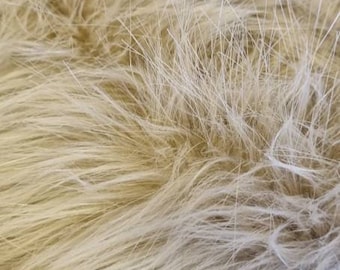 Caramal Luxury Faux Fur-Beige Fake Fur-Luxury Bear Fabric-Long Fake Fur Fabric-Bear making-Cushion making- gnome beard