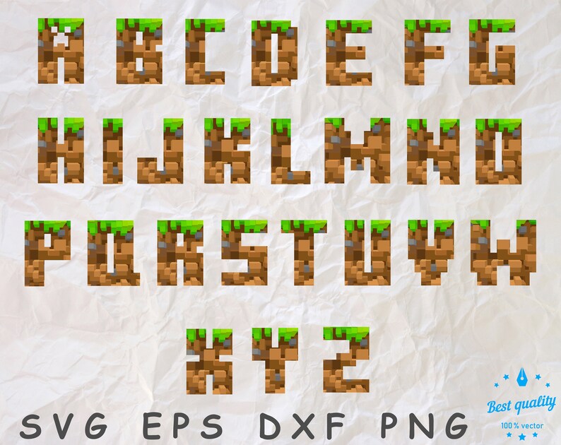 Minecraft Font SVG Minecraft Alphabet Minecraft Letters Etsy