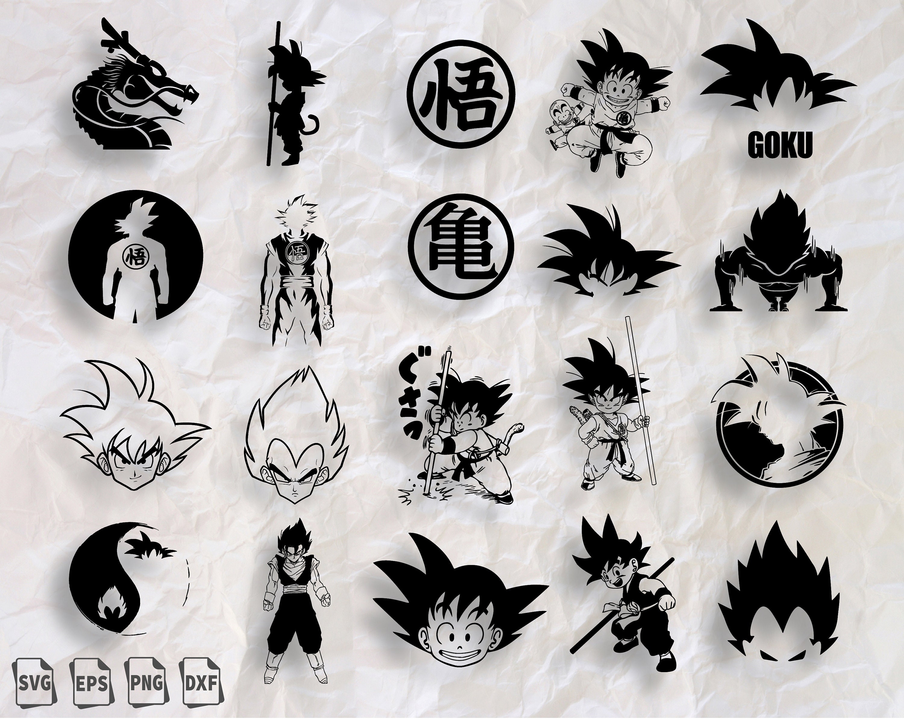 Dragon ball bundle svg Goku Silhouette Goku png Super | Etsy