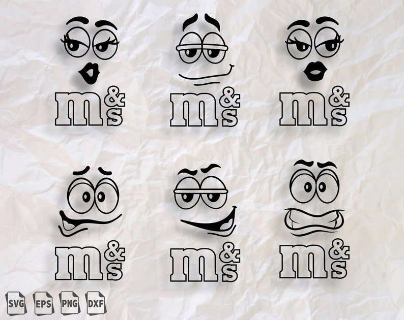 M and M's 6 svg faces bundle M&amp;M Faces SVG M and M | Etsy