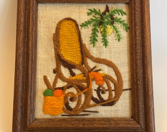 Vintage 70’s Needlepoint Rocking Chair & Knitting