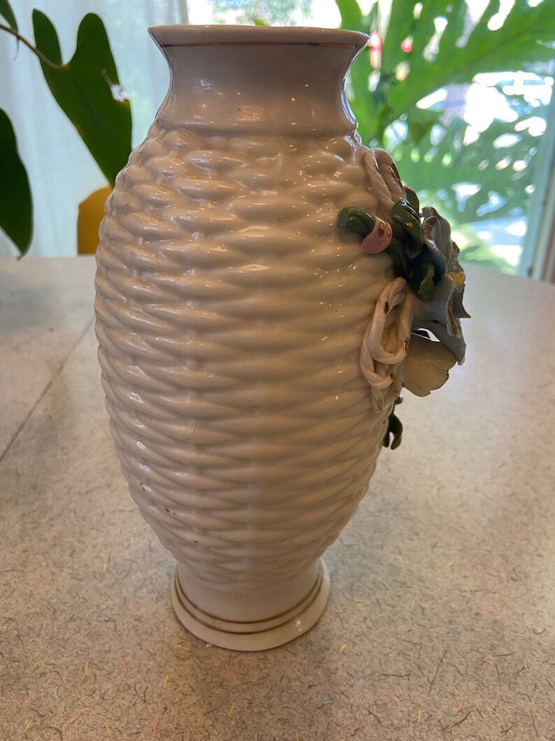 Vintage Vase With Raised Flowers Etsy