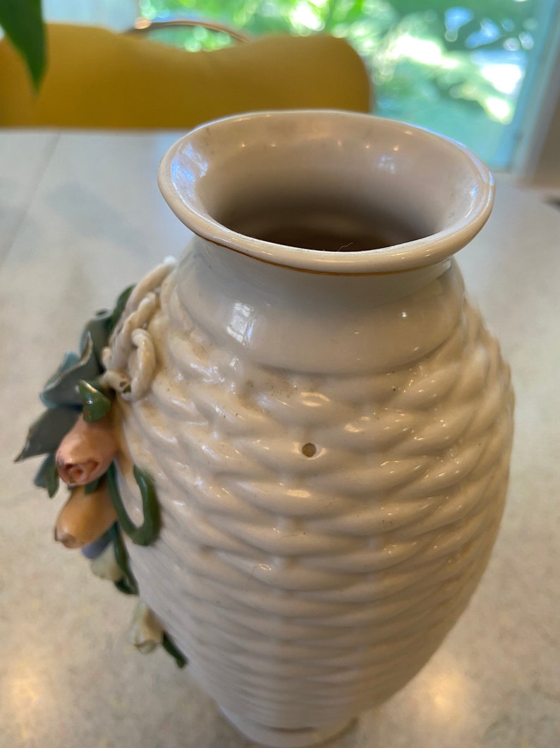 Vintage Vase With Raised Flowers Etsy