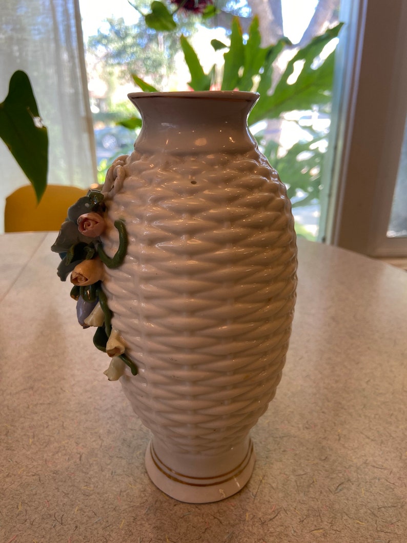 Vintage Vase With Raised Flowers Etsy
