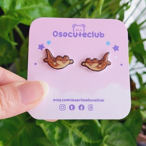 Crested Gecko Earrings | Handmade Shrink Plastic Earrings