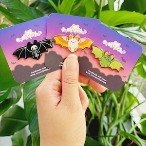 Halloween Bat Pins | Handmade Shrink Plastic Pins