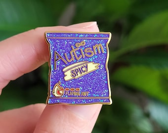 Spicy Autism Pin: Glittery Gold-Plated Enamel Pin