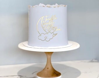 Twinkle Twinkle Little Star Baby Shower Cake Topper | Gold Foil, Glitter Card