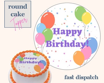 Happy Birthday Cake Topper | Personalised Cupcake Decorations | Icing Sheet and Wafer/Rice Paper | Custom Text and Image | Party Accessories