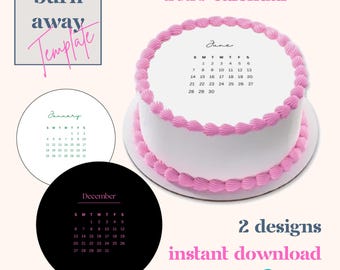 2026 Burn Away Cake Topper Template | Round Shape | Add Custom Photos & Text | DIGITAL DOWNLOAD