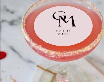 Edible Monogram Drink Toppers | Wedding Accessories | Batchelorette Hen | Birthday | Champagne & Cocktail | Glass Decorations