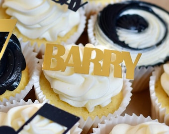 Personalized Birthday Cupcake Toppers | Metallic & Glitter Card