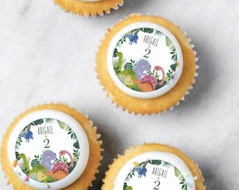 Dinosaur Themed Cupcake Toppers | Dino Cookies | Edible Cake Decorations | Wafer/Rice Card/Icing Sheet | Party Accessories | Bespoke Treats