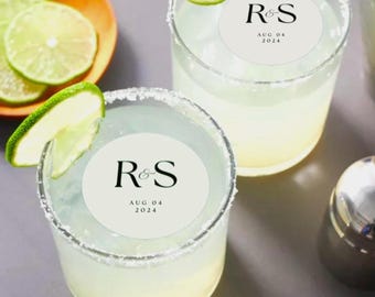 Monogram Wedding Toppers | Edible Drink Glassware Accessories | Batchelorette Hen | Birthday | Champagne & Cocktail | Glass Decorations