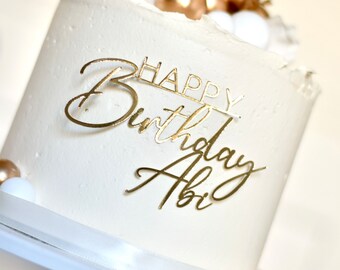 Personalized Happy Birthday Cake Topper | Metallic Foil, Glitter Card
