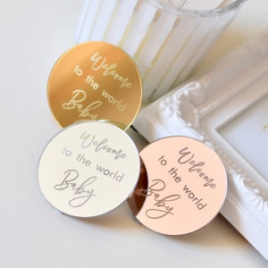Baby-Dusche-Kuchen-Topper | Charm Anhänger aus Acryl Dessert Zubehör | Kuchen und Party Dekorationen | Willkommen im Weltkind