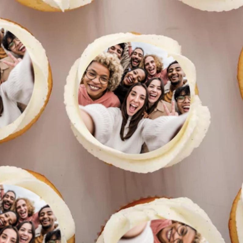 20 Edible Photo Cupcake Toppers | Custom Cake Decorations | Any Image | Icing Sheet and Wafer/Rice Paper | Personalised Bespoke image 1