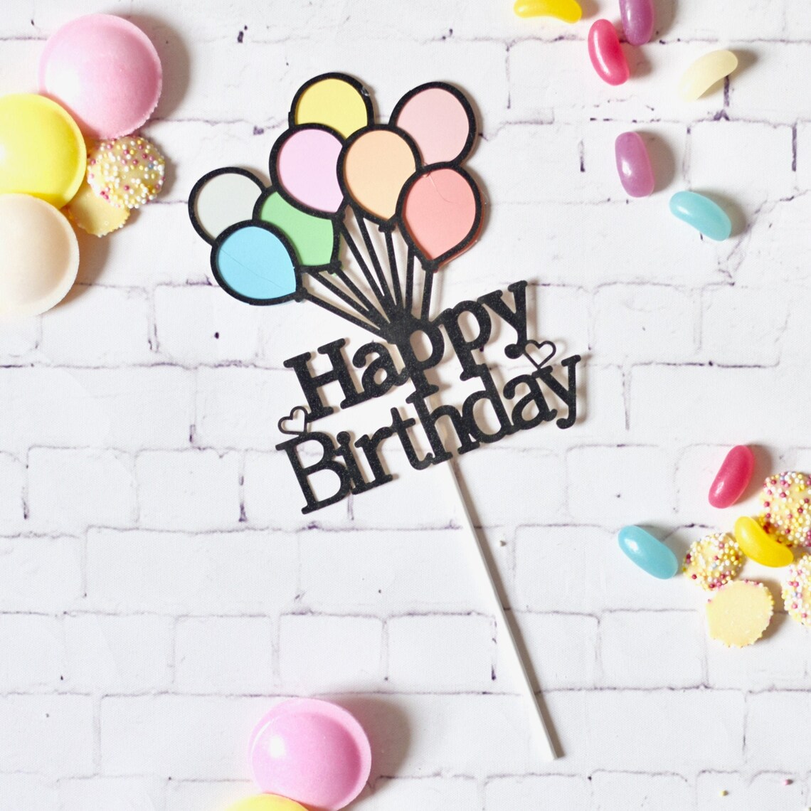 Happy Birthday Balloons Cake Topper Etsy