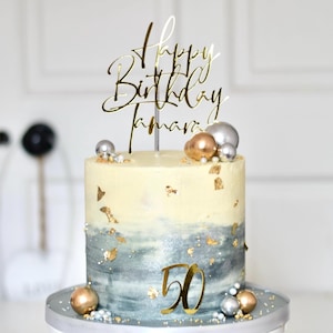 Custom Personalised Cake Charm or Topper | Birthday | Baby Shower | Gender Reveal | Anniversary | Non Shed Glitter | Metallic Card
