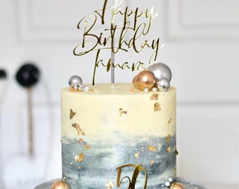 Personalized Glitter Cake Topper | Custom Birthday, Shower Charm