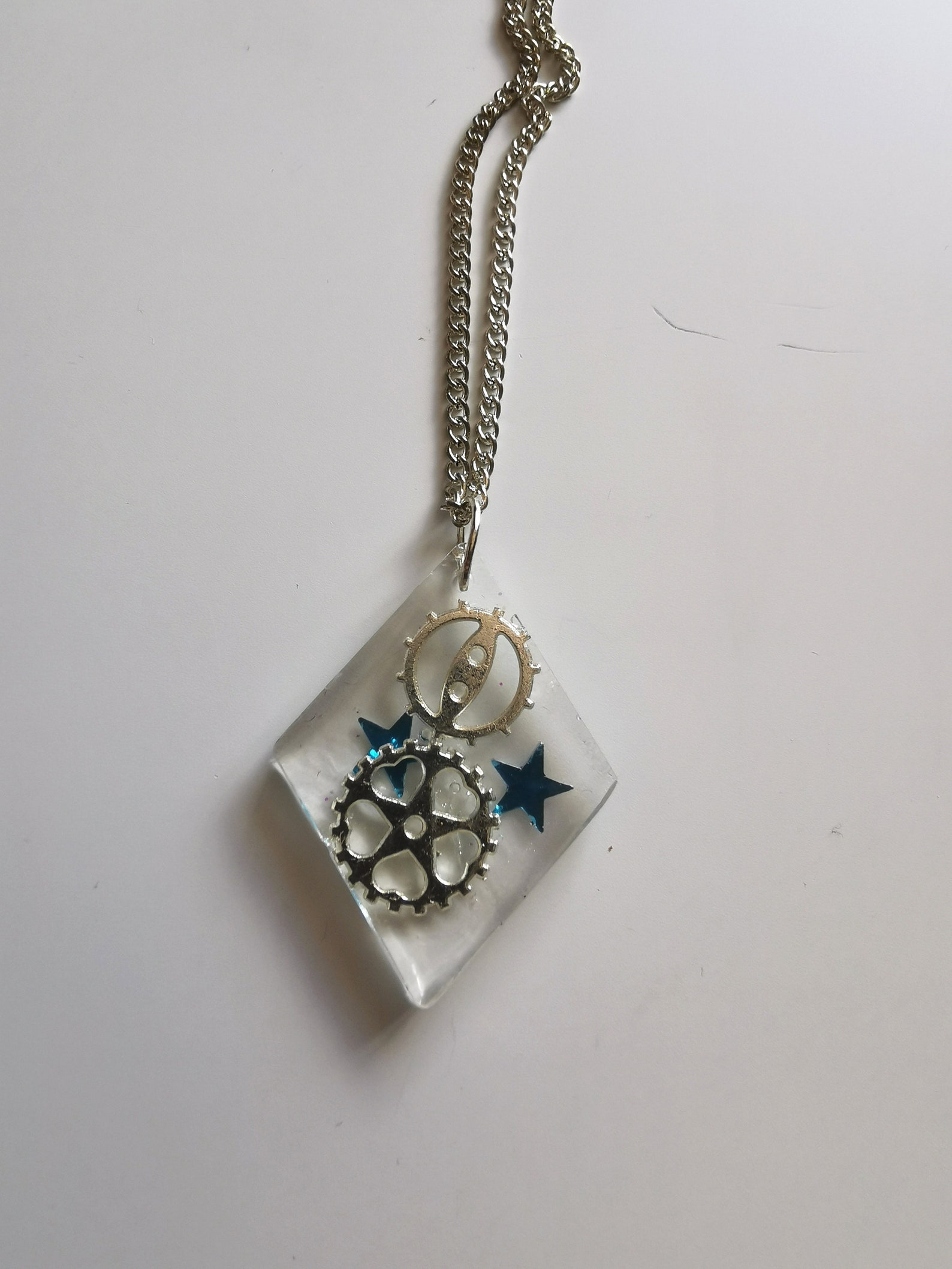 Diamond Shaped Resin Pendant Etsy