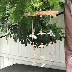 Shell Chime with Wooden Beads and Driftwood