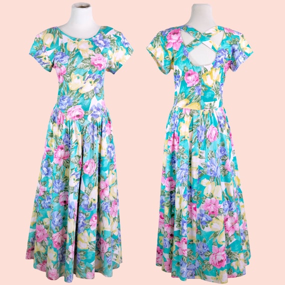 Carol Anderson Pastel Floral Vintage Sun Dress w/… - image 1