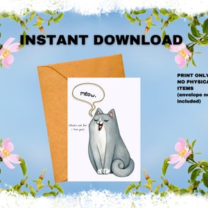 Biglietto di San Valentino con gatto / Biglietti di San Valentino con arte felina / Biglietti di San Valentino con gatto stampabili