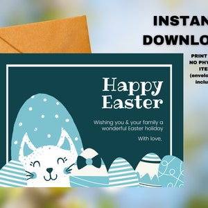 Cartes avec des chats | Cartes de Pâques imprimables pour les enfants | Cartes de voeux chats | Chat de carte de voeux | Carte de Pâques en téléchargement numérique