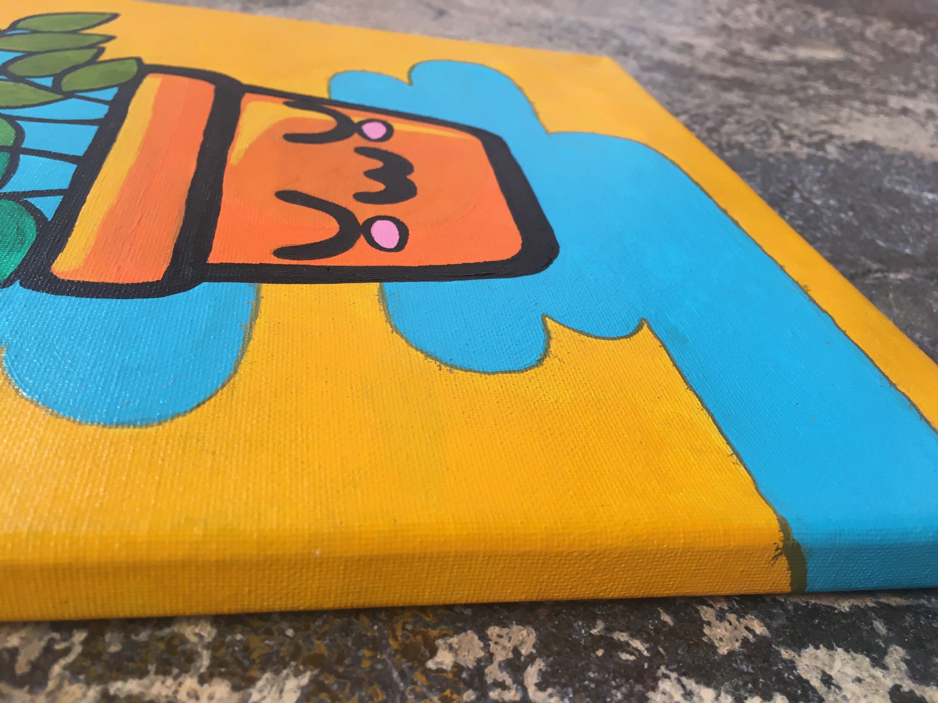 Cute Kawaii Plant Hand Painted Canvas Wall Decor Canvas Etsy