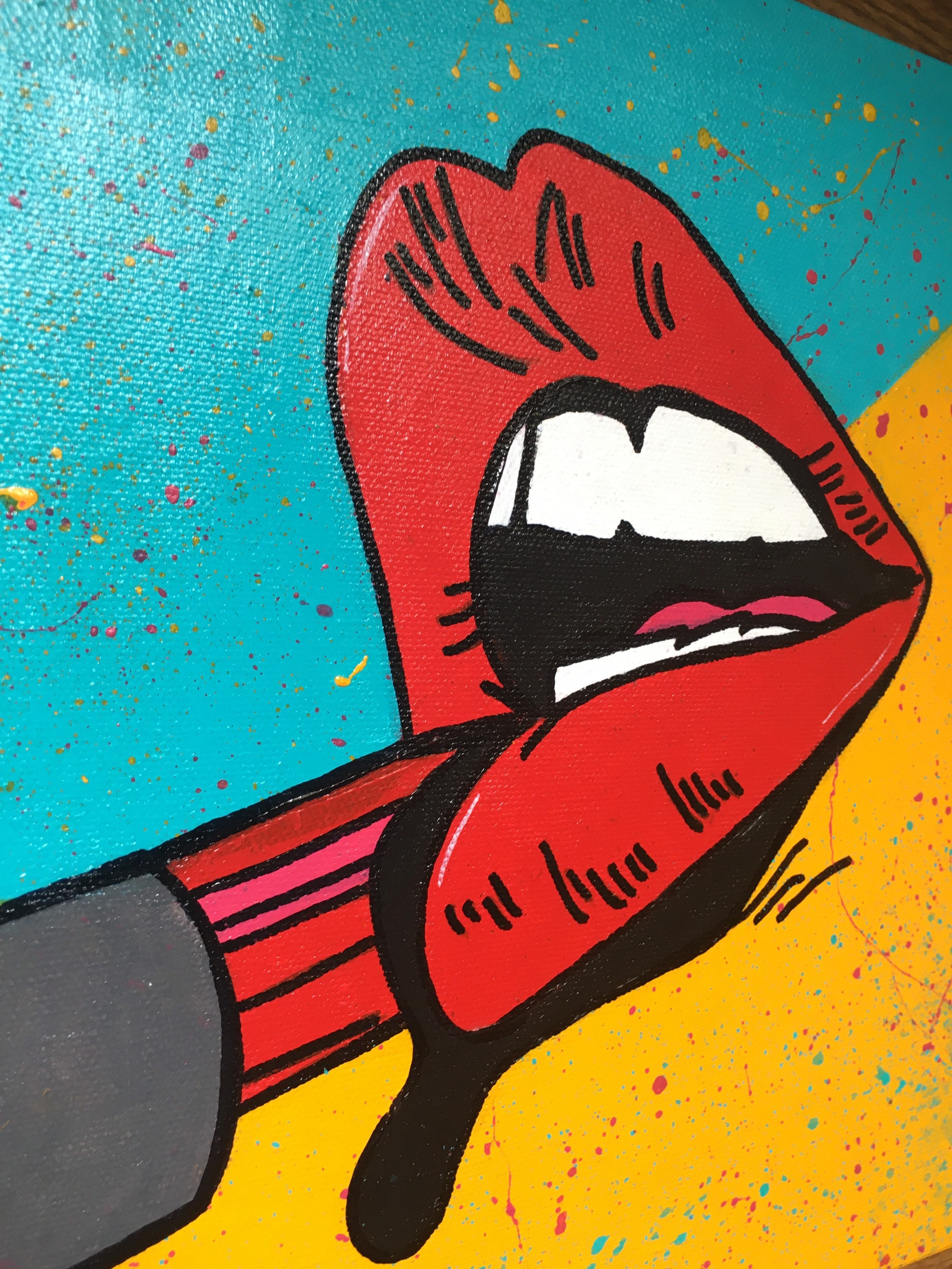 Pop Art Hand Painted Canvas Etsy