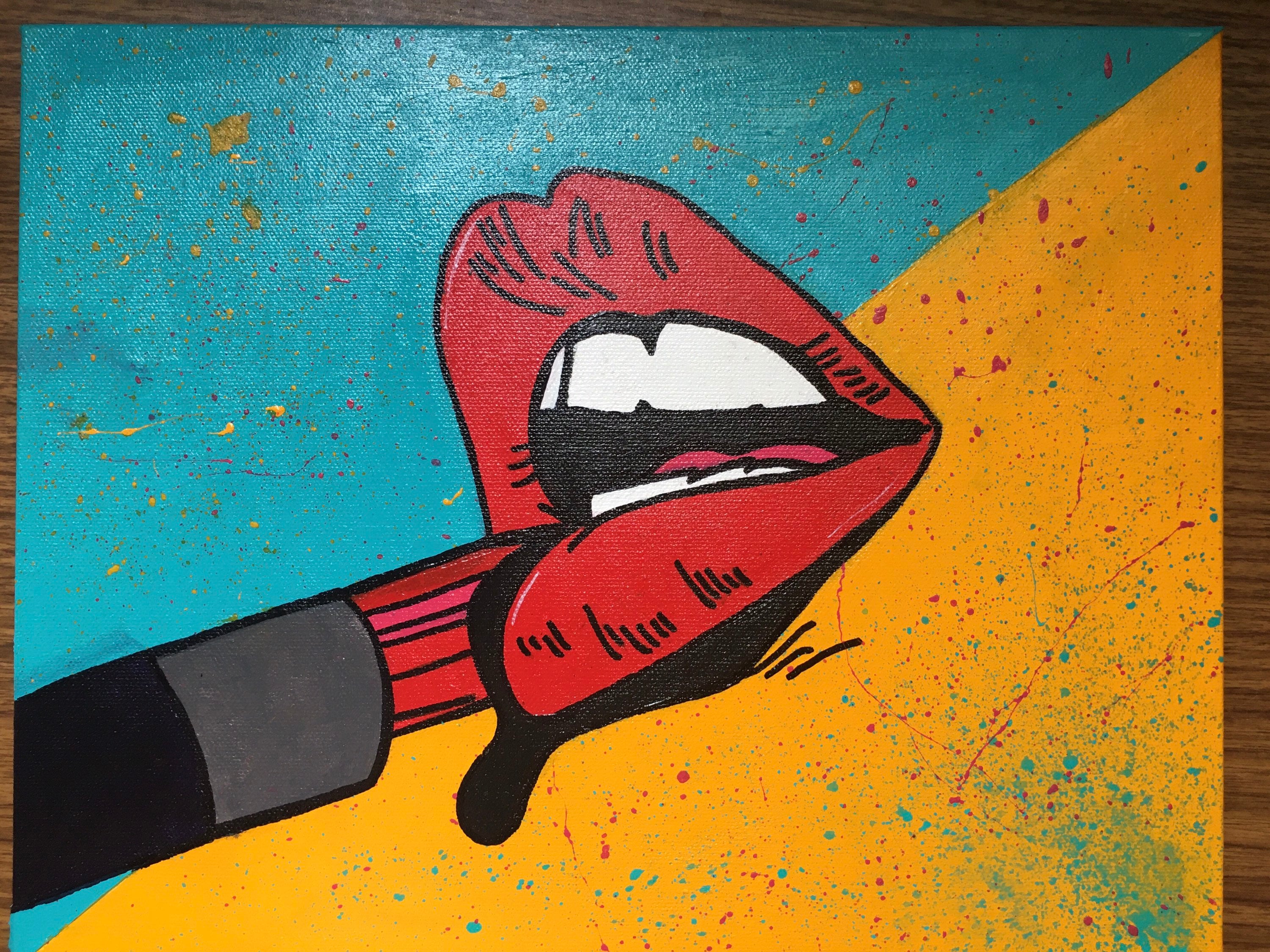 Pop Art Hand Painted Canvas Etsy