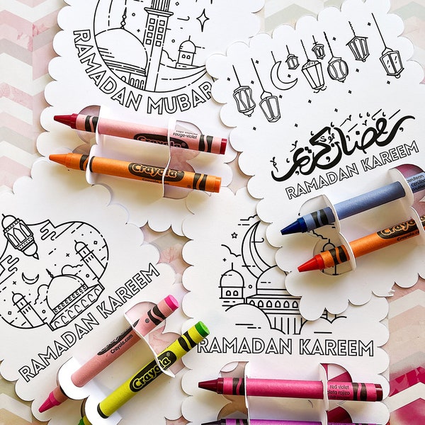 Ramadan Color Me Crayon Cards/Perfect for kids/Clasrooms/Party Favors/Gifts