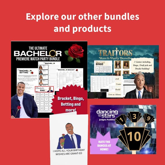 Grant Watch The Bachelor Episode The Bachelor Bingo Bundle Season - Main Image
